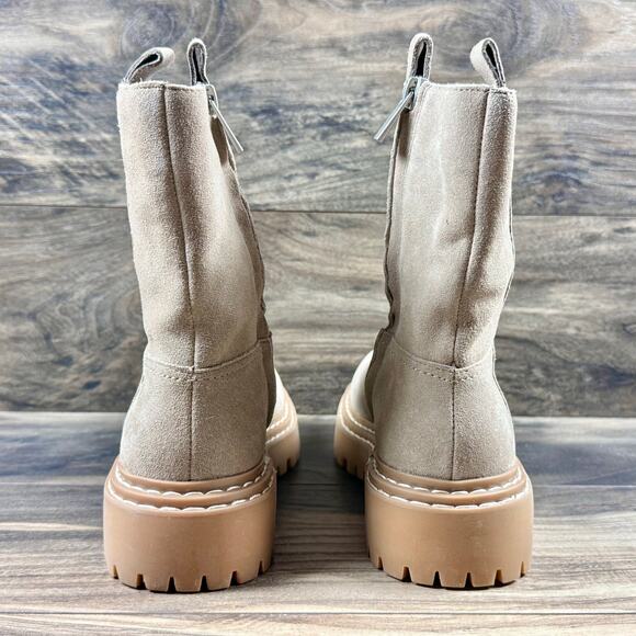NEW Splendid Adria 7M Suede Taupe Lug Sole Mid Calf Boots Booties - Picture 7 of 11